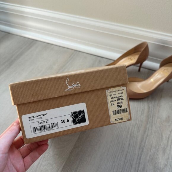 Christian Louboutin D'orsay Patent Nude Iriza 70mm Heels - Picture 6 of 9